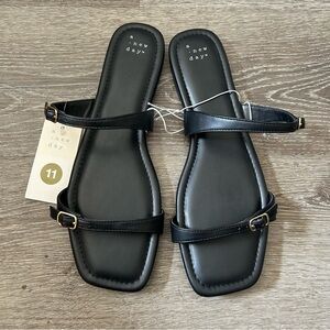 a new day Black Double-Strap Slide Sandals